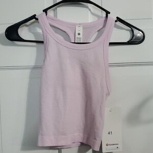 NWT Lululemon Swiftly Tech Cropped Racerback Pink Organzq Tank Sz 2